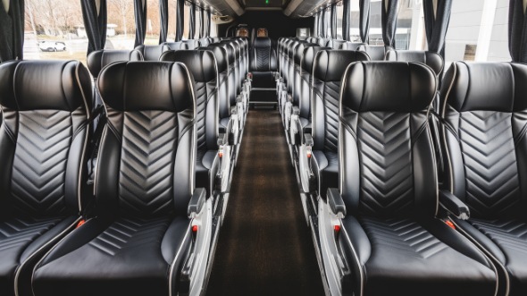 55 passenger charter bus inside cary